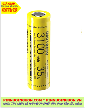 Nitecore IMR18650 _Pin sạc 18650 Lithium Li-ion 3.7v Nitecore IMR18650-3100mAh 11.47Wh Dòng xả 35A